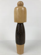 Japanese Modern Wooden Kokeshi Doll Vtg Black Red Plum Traditional Craft KF780