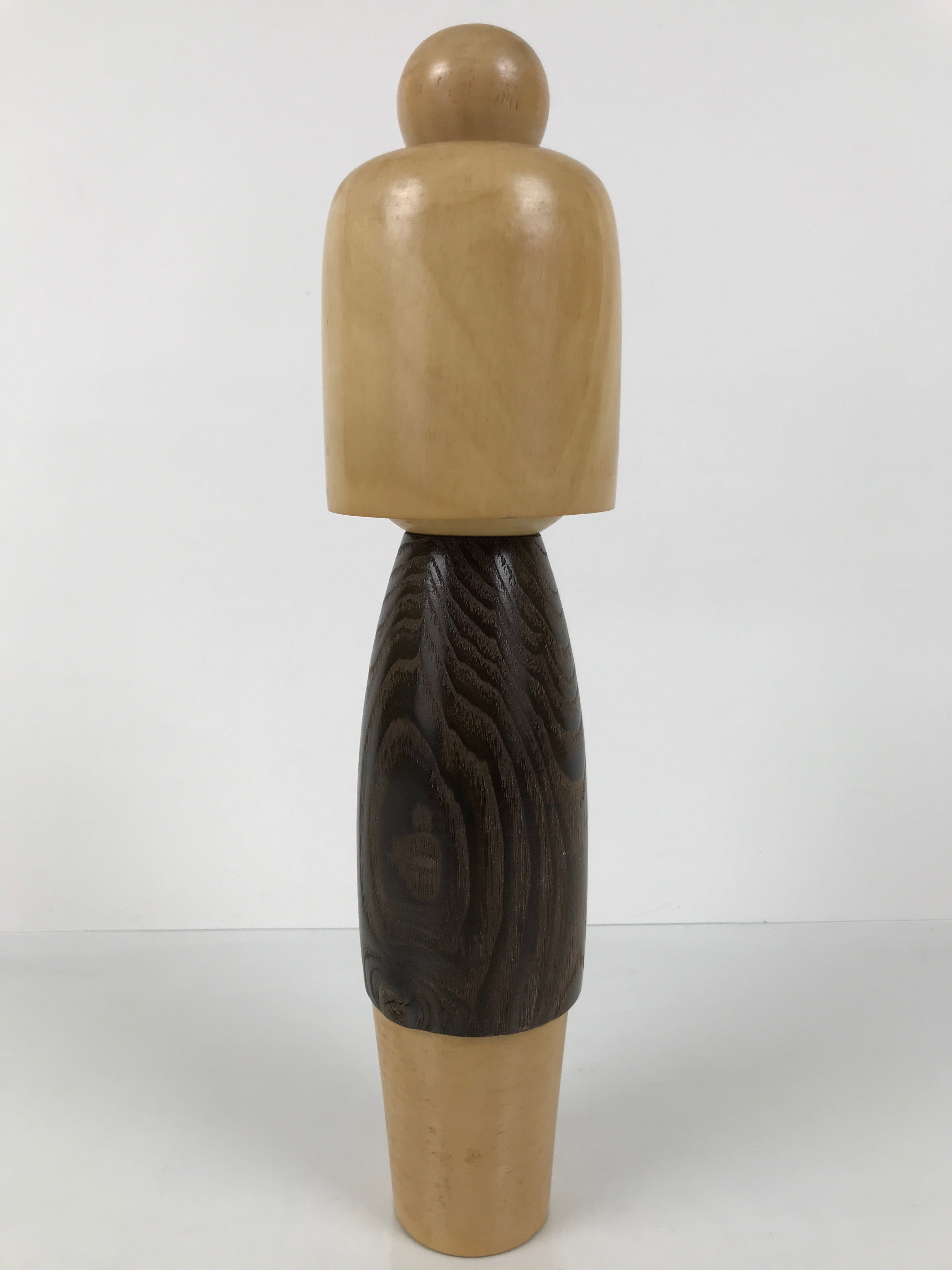 Japanese Modern Wooden Kokeshi Doll Vtg Black Red Plum Traditional Craft KF780