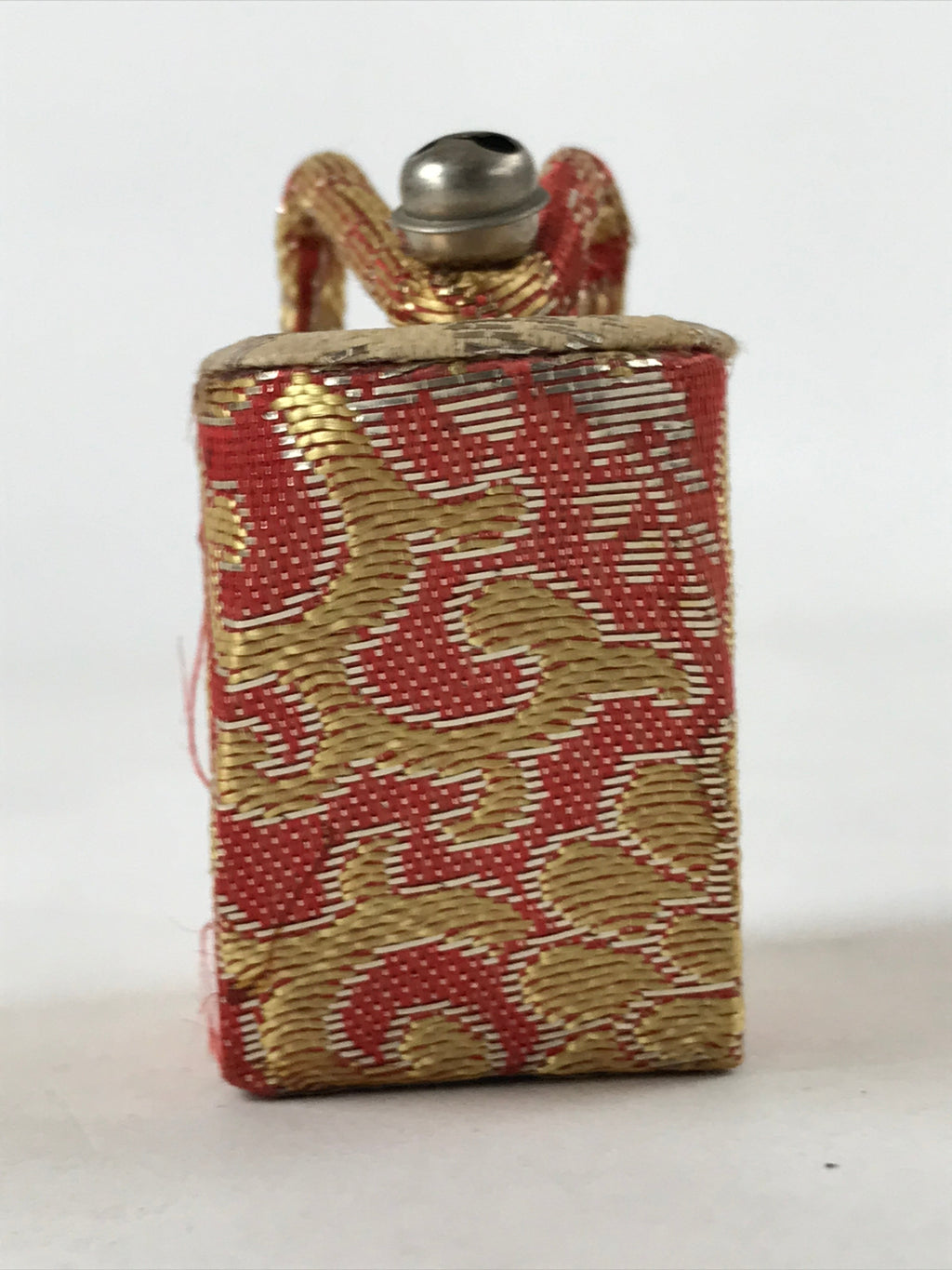 Japanese Mokumekomi Okobo Miniature Figurine Vtg Tall Geta Wood Red Gold JK662