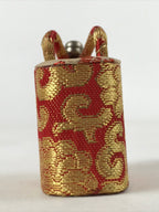 Japanese Mokumekomi Okobo Miniature Figurine Vtg Tall Geta Wood Red Gold JK662