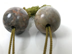 Japanese Moonstone Stone Hanging Scroll Weights Vtg Fuchin Kakejiku Tassel FC371
