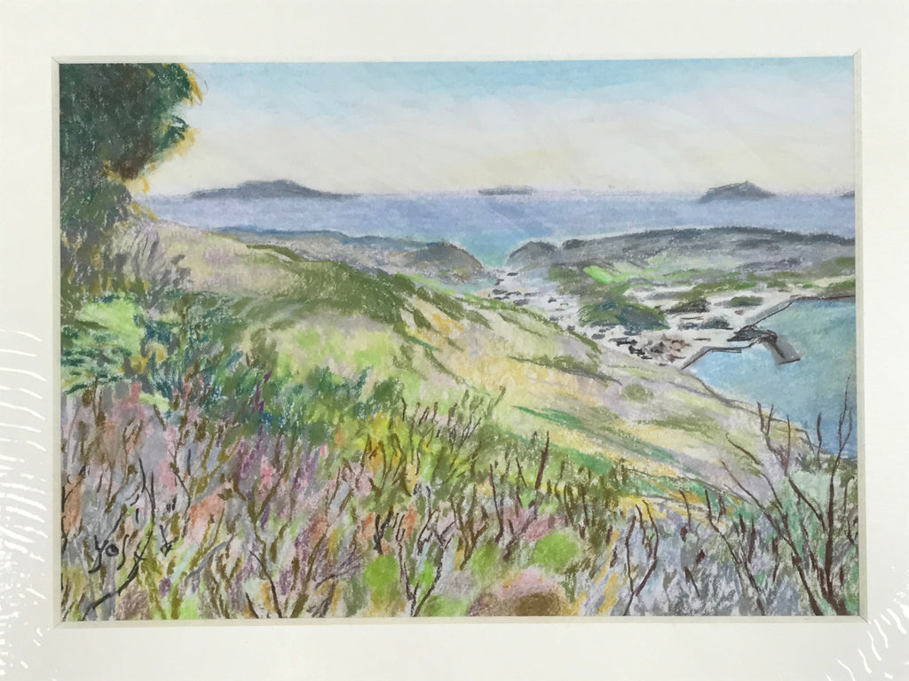 Japanese Mountain Overlook Pastel Drawing Art Signed Yoshihiro Hagino FL311