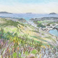 Japanese Mountain Overlook Pastel Drawing Art Signed Yoshihiro Hagino FL311
