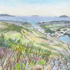 Japanese Mountain Overlook Pastel Drawing Art Signed Yoshihiro Hagino FL311