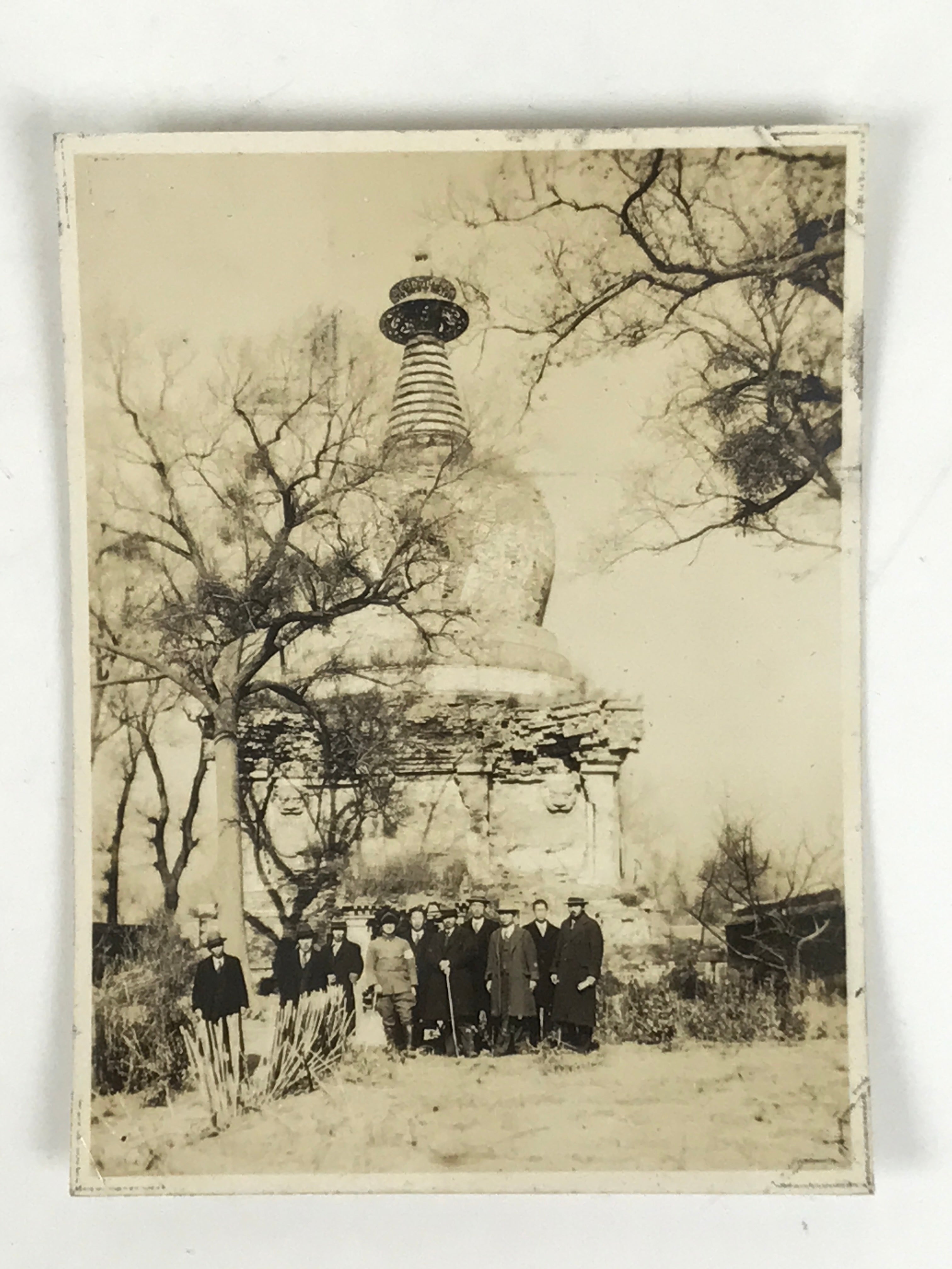 Japanese Mukden Lama Temple China Travel Group Photograph Vtg Sepia Tone PH189