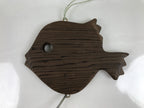 Japanese Nanbu Iron Furin Wind Chime Tetsurin Vtg Bell Wood Pufferfish DR531