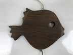 Japanese Nanbu Iron Furin Wind Chime Tetsurin Vtg Bell Wood Pufferfish DR531