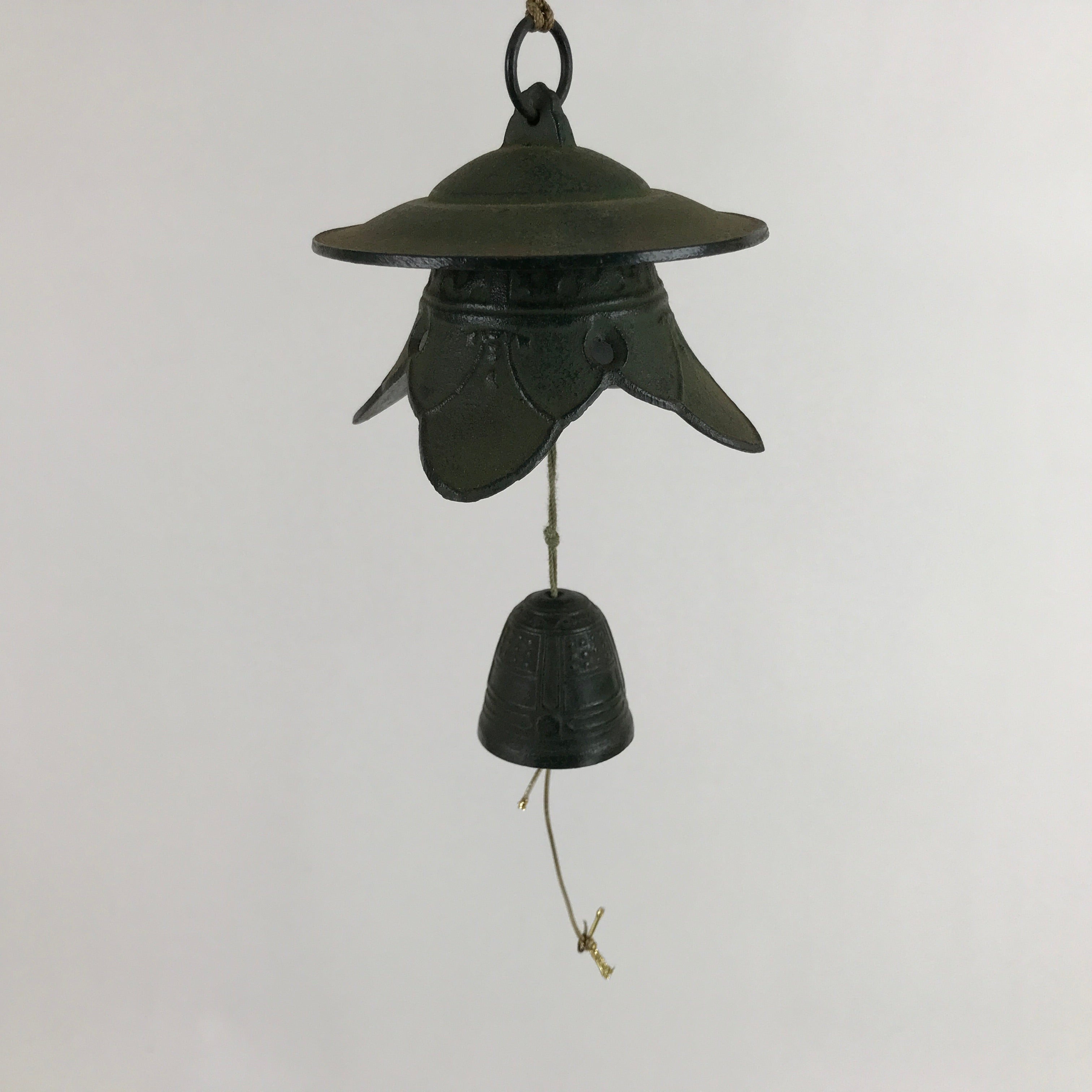 Japanese Nanbu Iron Furin Wind Chime Tetsurin Vtg Green Bell Toro Lantern DR532