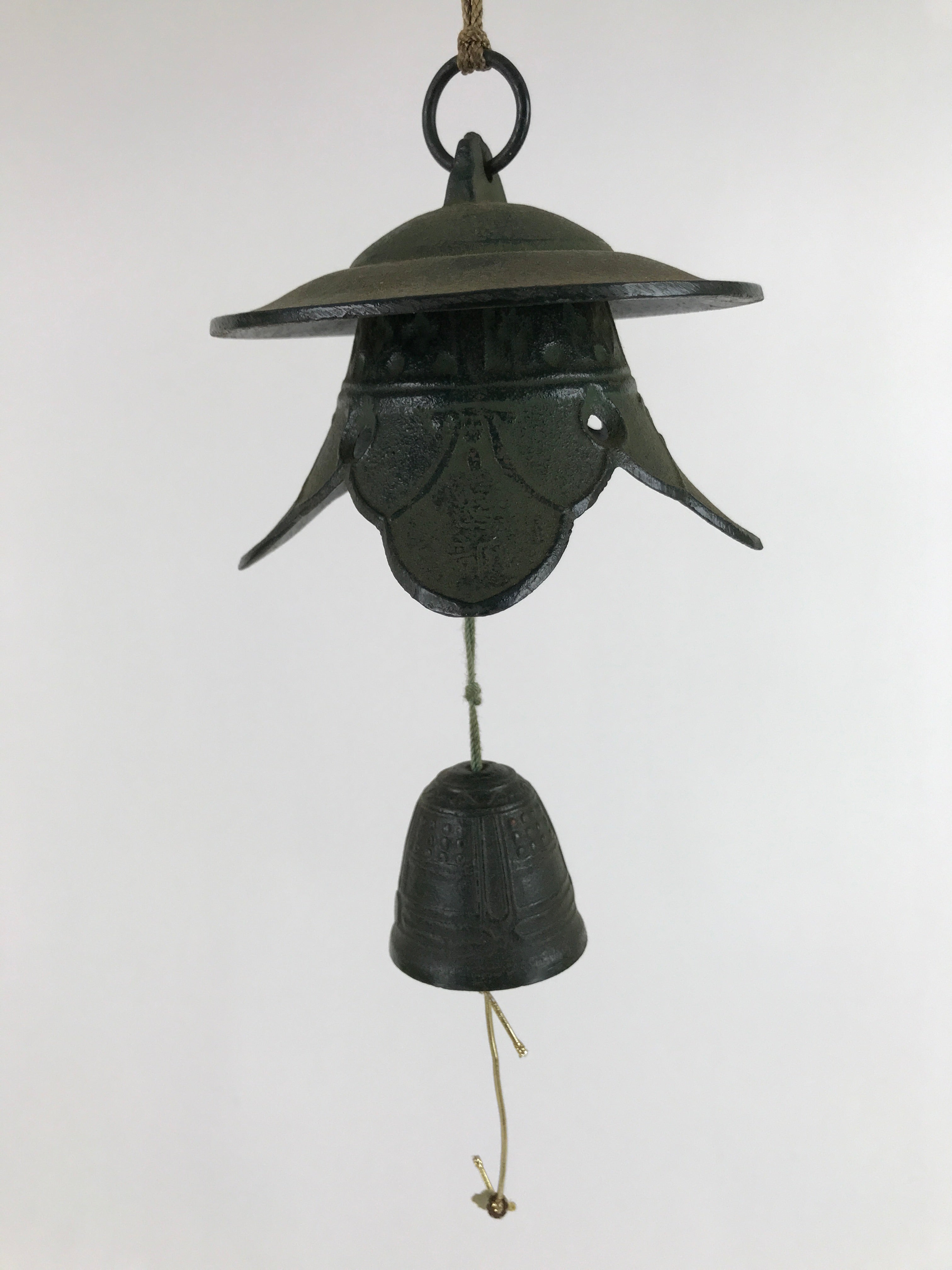 Japanese Nanbu Iron Furin Wind Chime Tetsurin Vtg Green Bell Toro Lantern DR532