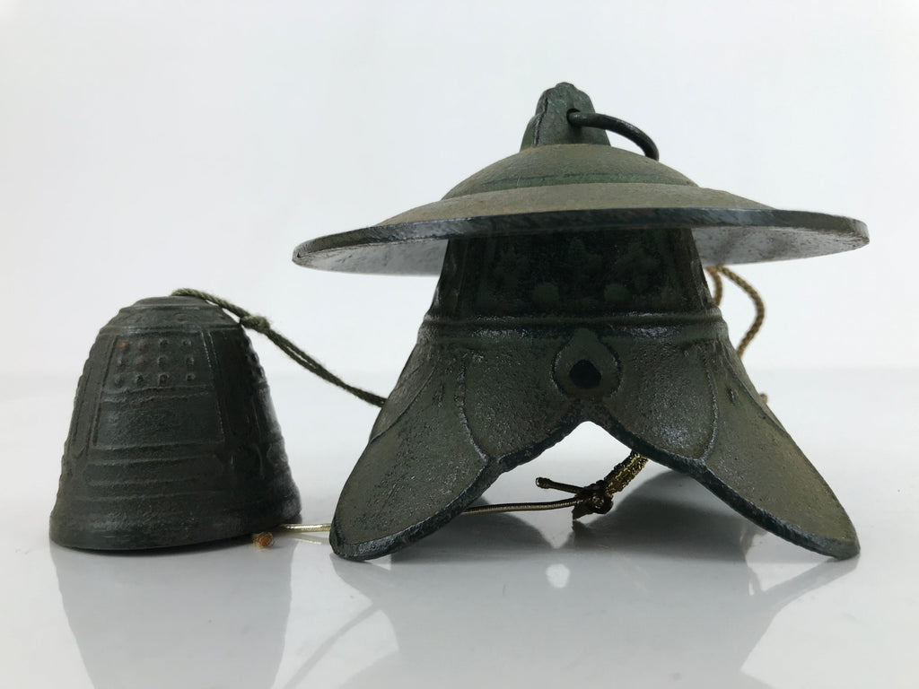 Japanese Nanbu Iron Furin Wind Chime Tetsurin Vtg Green Bell Toro Lantern DR532