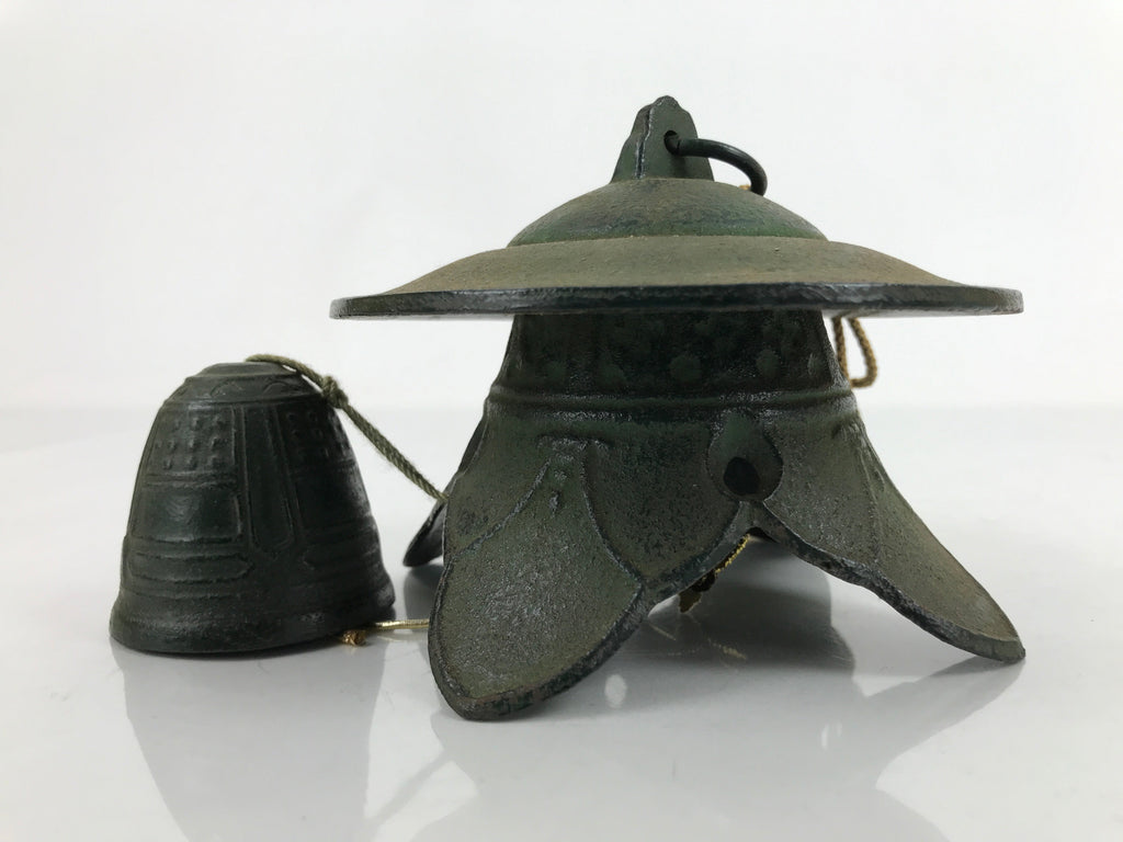Japanese Nanbu Iron Furin Wind Chime Tetsurin Vtg Green Bell Toro Lantern DR532