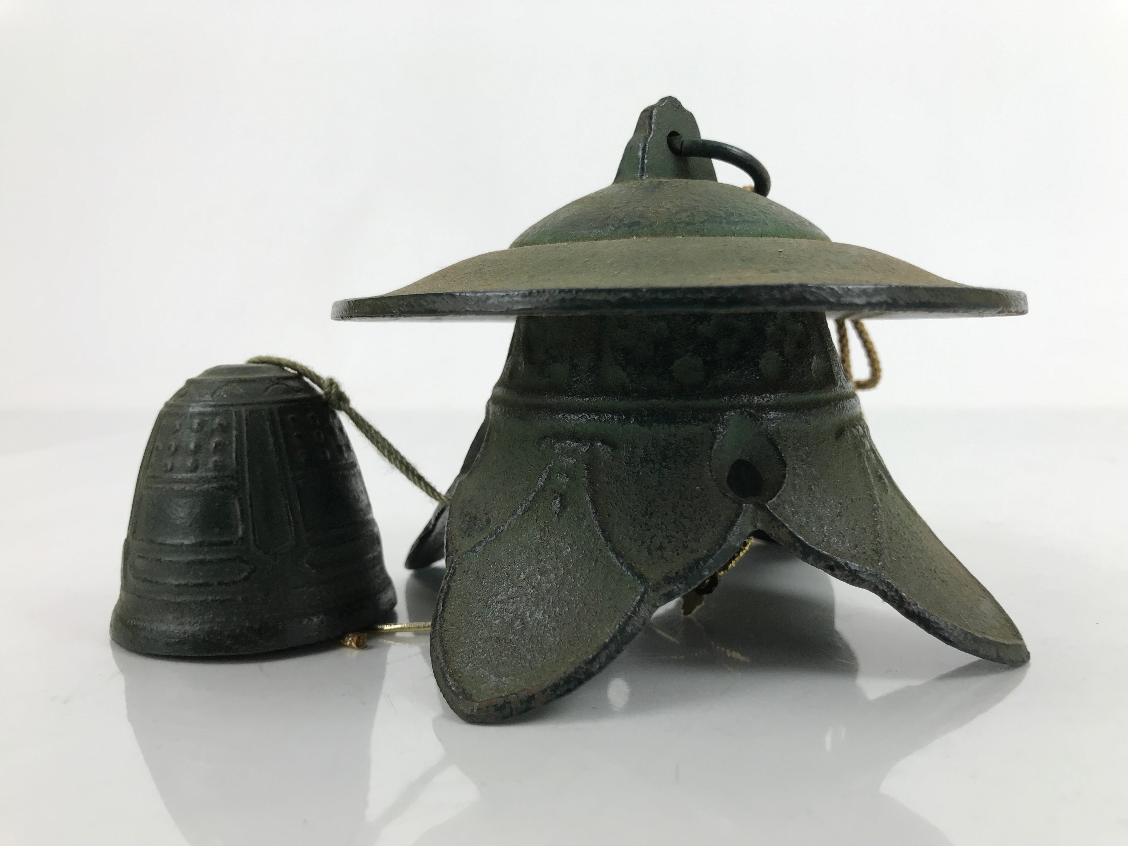 Japanese Nanbu Iron Furin Wind Chime Tetsurin Vtg Green Bell Toro Lantern DR532