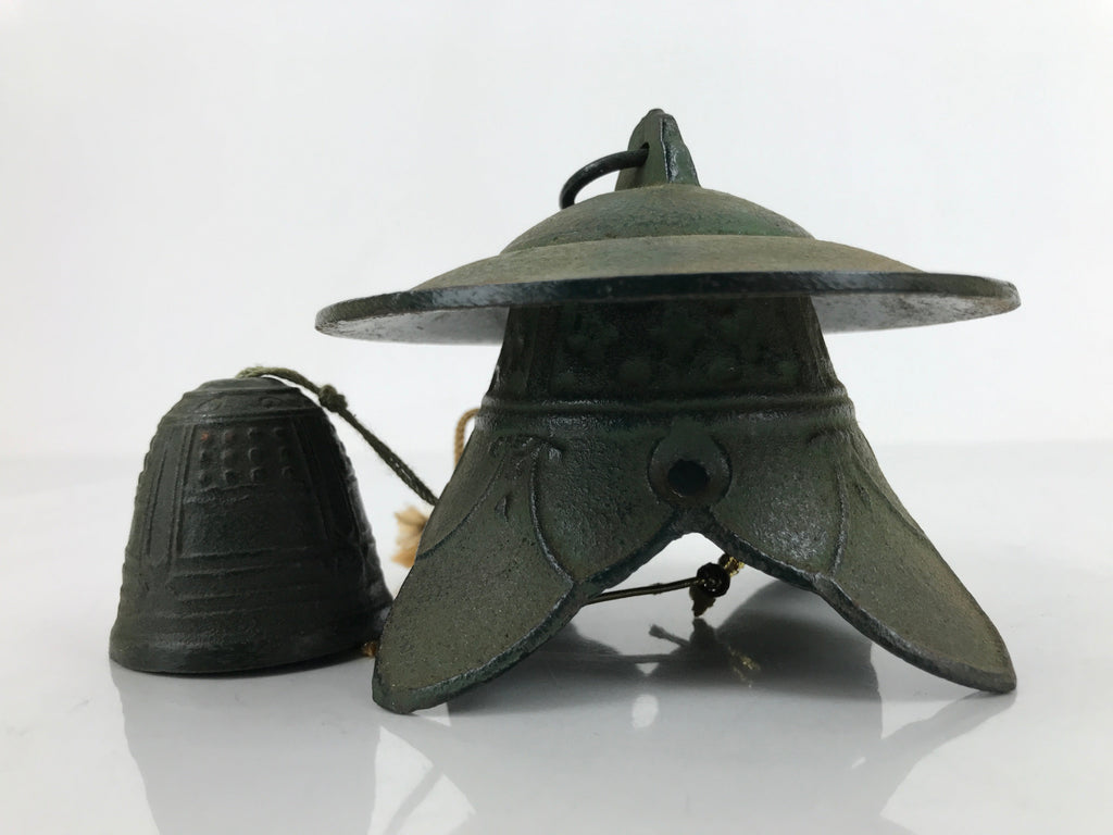 Japanese Nanbu Iron Furin Wind Chime Tetsurin Vtg Green Bell Toro Lantern DR532