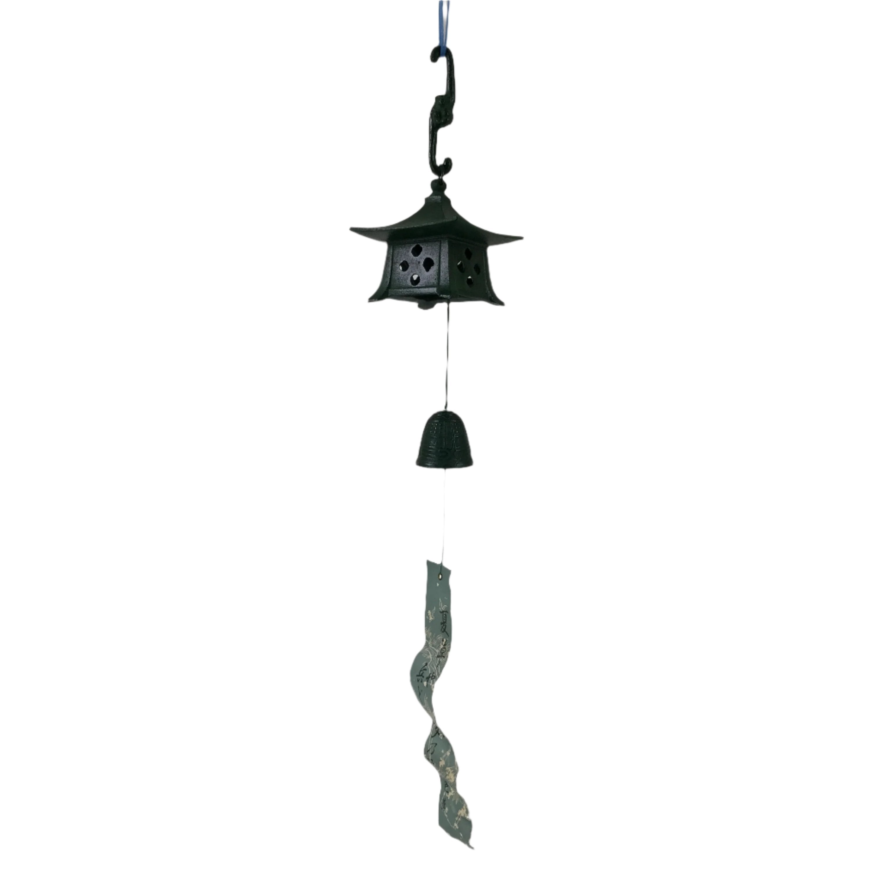 Japanese Nanbu Iron Furin Wind Chime Tetsurin Vtg Green Bell Toro Lantern DR568