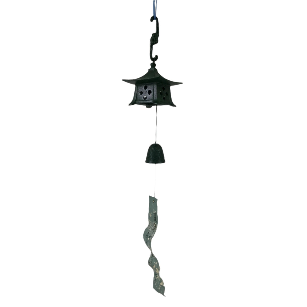 Japanese Nanbu Iron Furin Wind Chime Tetsurin Vtg Green Bell Toro