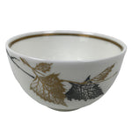 Japanese Narumi Porcelain Yunomi Teacup Pottery Vtg White Brown Gold Leaf TC613