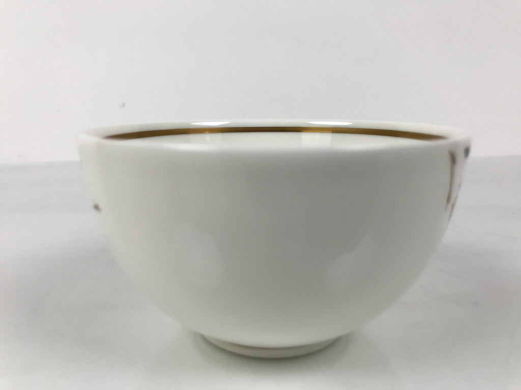 Japanese Narumi Porcelain Yunomi Teacup Pottery Vtg White Brown Gold Leaf TC614