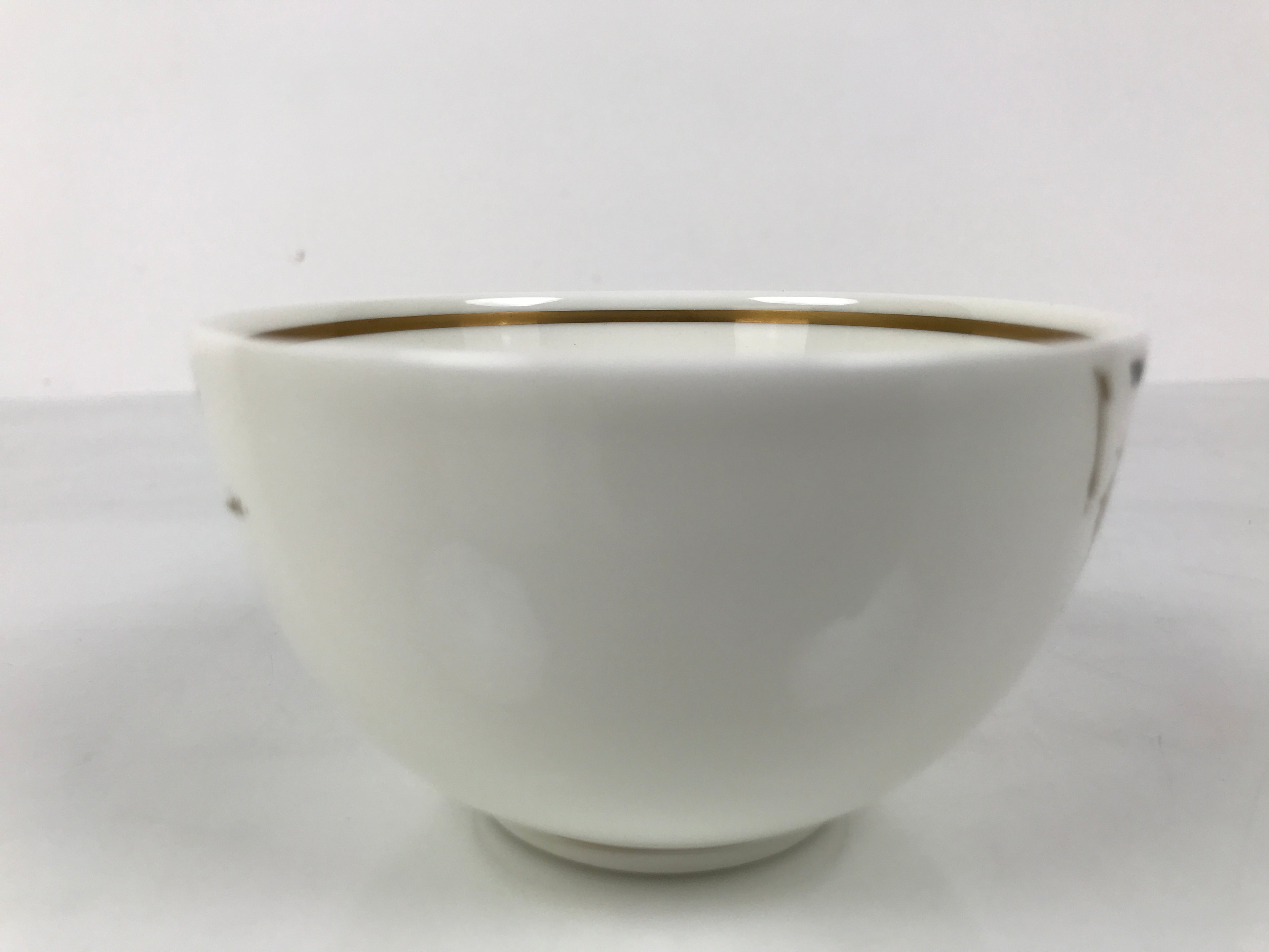 Japanese Narumi Porcelain Yunomi Teacup Pottery Vtg White Brown Gold Leaf TC614