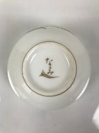 Japanese Narumi Porcelain Yunomi Teacup Pottery Vtg White Brown Gold Leaf TC614