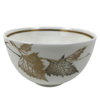 Japanese Narumi Porcelain Yunomi Teacup Pottery Vtg White Brown Gold Leaf TC615