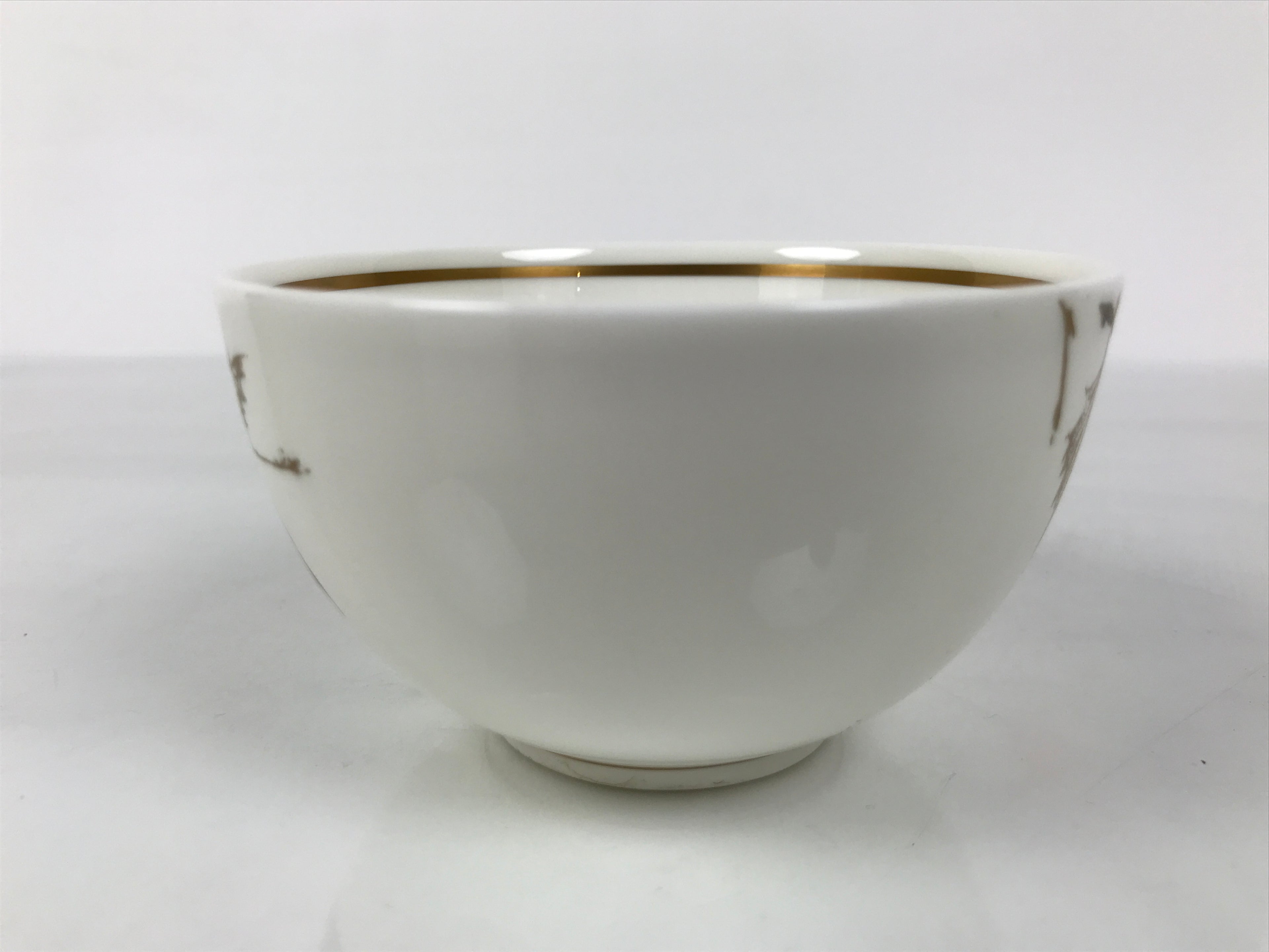 Japanese Narumi Porcelain Yunomi Teacup Pottery Vtg White Brown Gold Leaf TC616