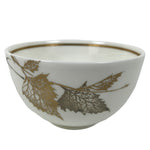 Japanese Narumi Porcelain Yunomi Teacup Pottery Vtg White Brown Gold Leaf TC616