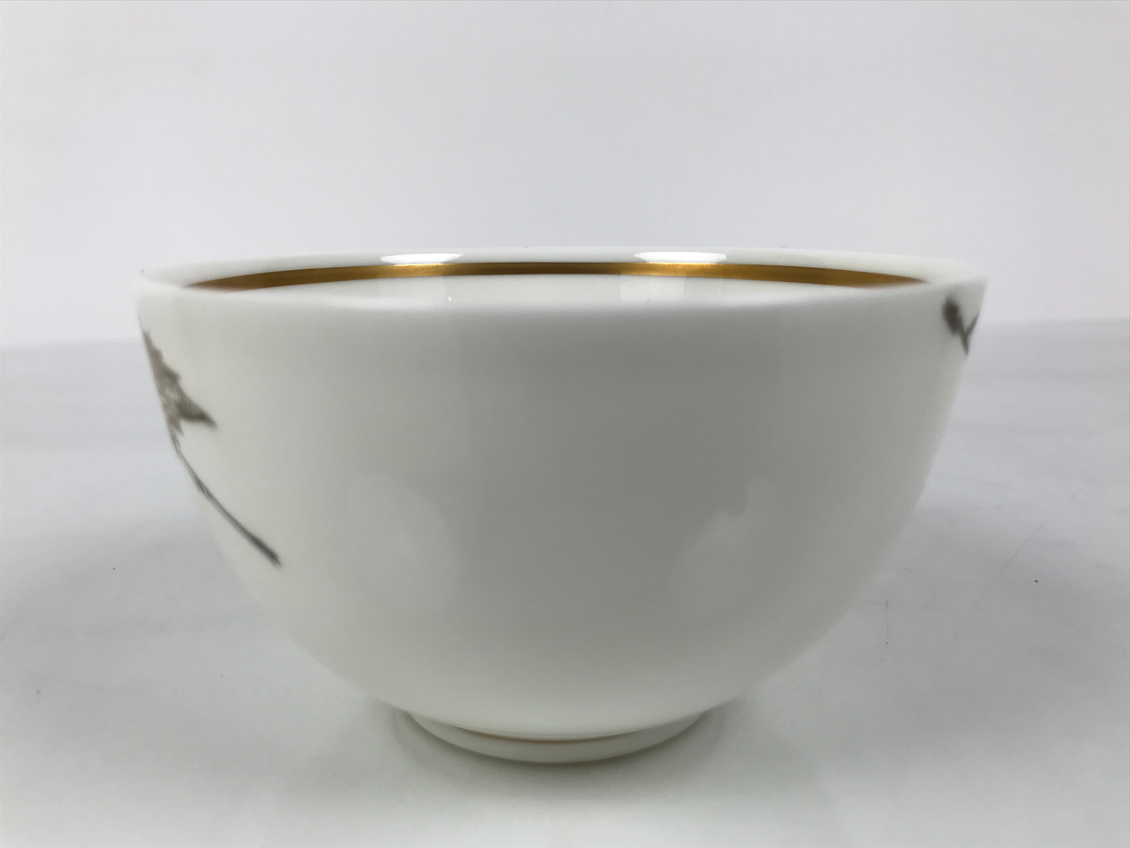 Japanese Narumi Porcelain Yunomi Teacup Pottery Vtg White Brown Gold Leaf TC617