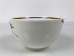 Japanese Narumi Porcelain Yunomi Teacup Pottery Vtg White Brown Gold Leaf TC617