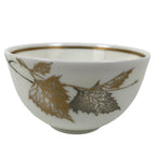 Japanese Narumi Porcelain Yunomi Teacup Pottery Vtg White Brown Gold Leaf TC617