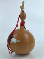 Japanese Natural Hyotan Gourd Illustrated Sake Bottle Lucky Charm Calabash G271