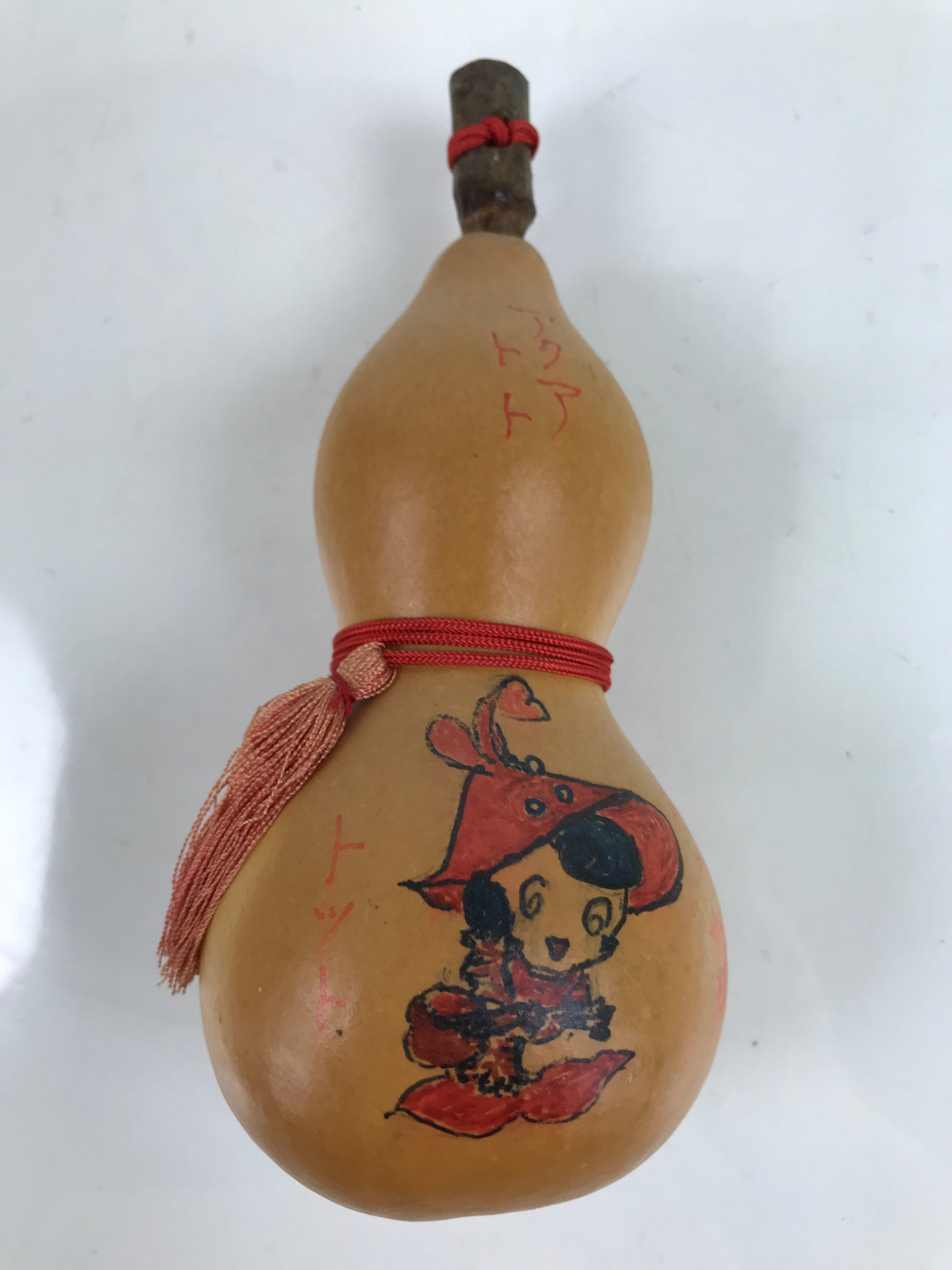 Japanese Natural Hyotan Gourd Illustrated Vtg Aqua Totto Gifu Lucky Charm G274