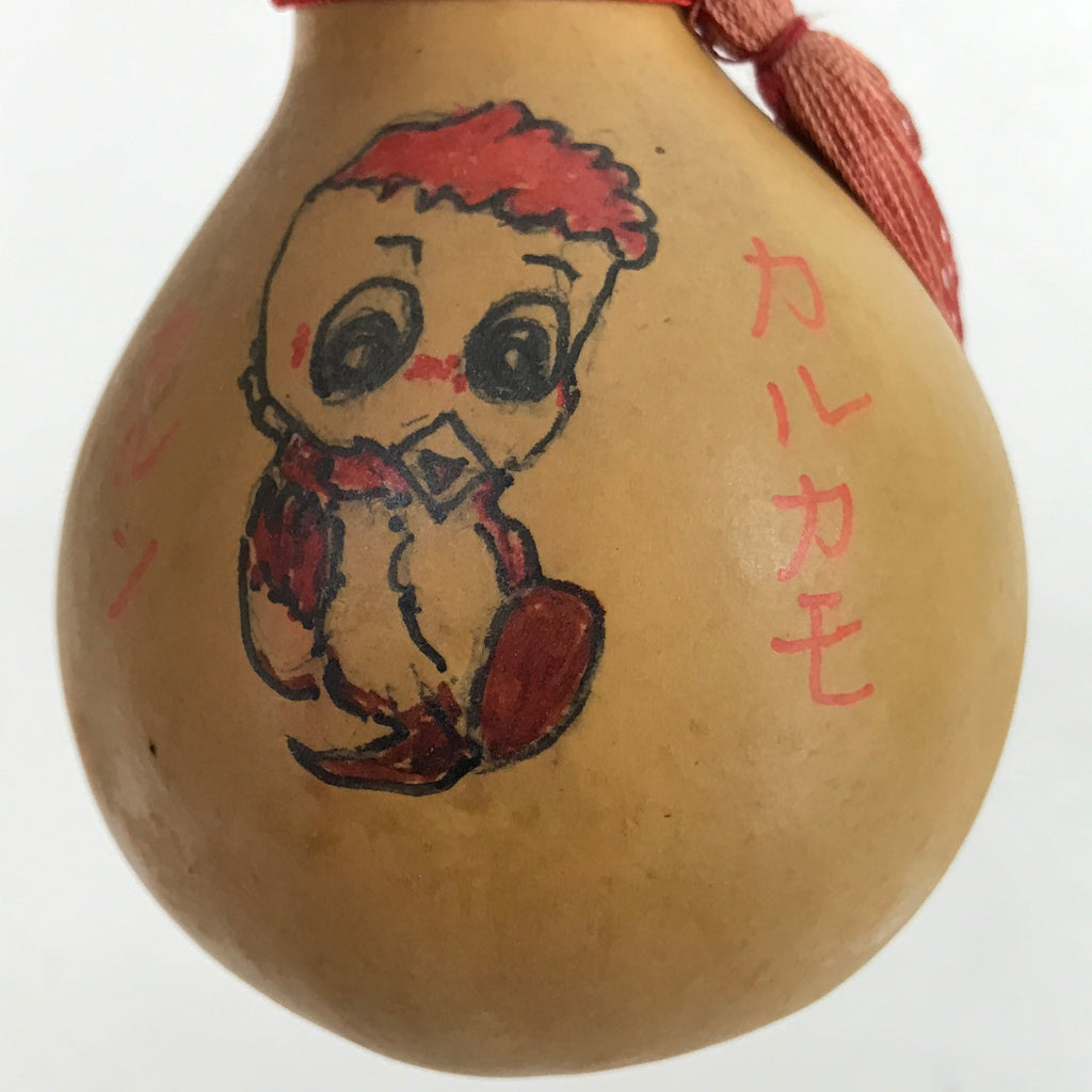 Japanese Natural Hyotan Gourd Illustrated Vtg Aqua Totto Gifu Lucky Charm G277