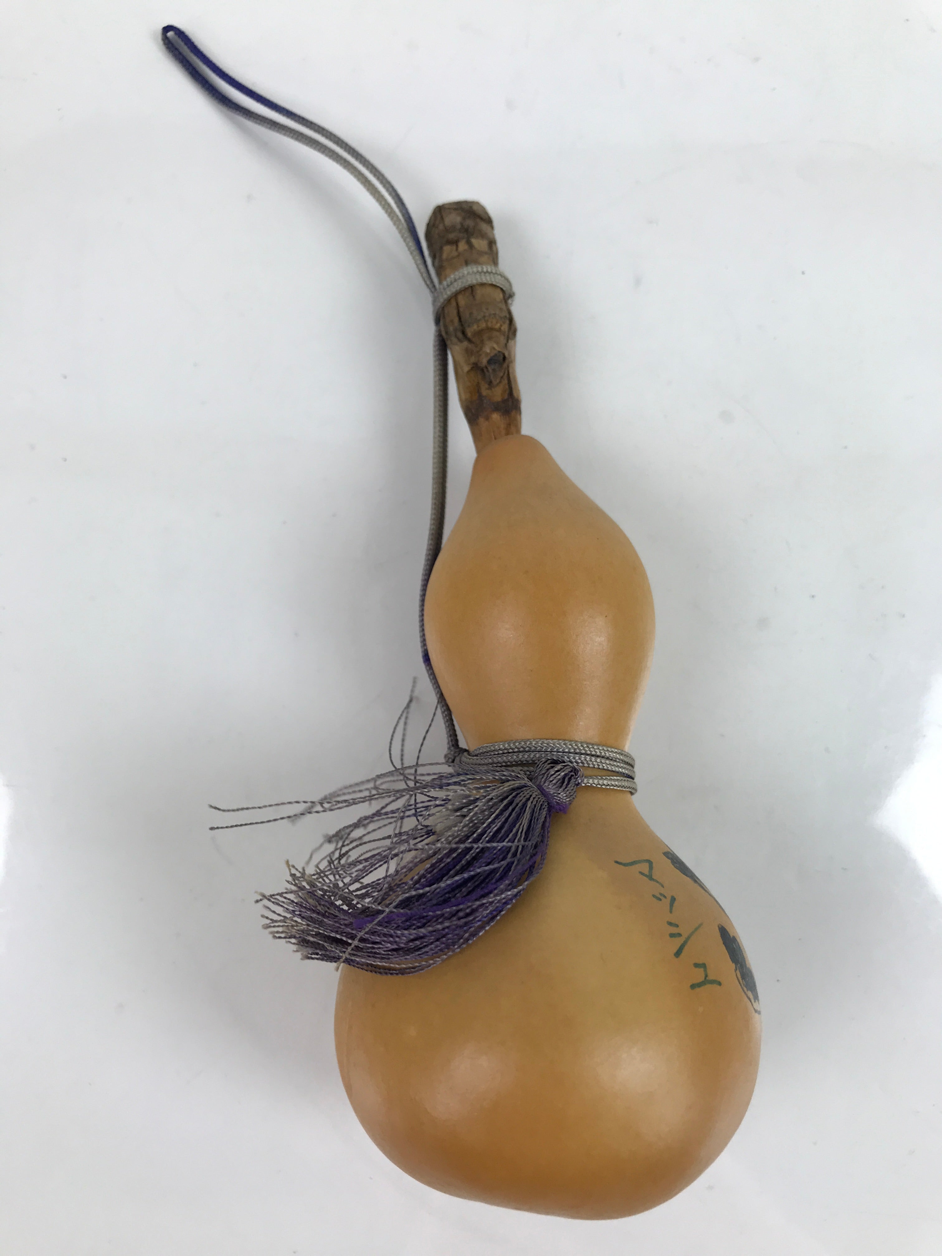 Japanese Natural Hyotan Gourd Illustrated Vtg Aqua Totto Gifu Lucky Charm G279