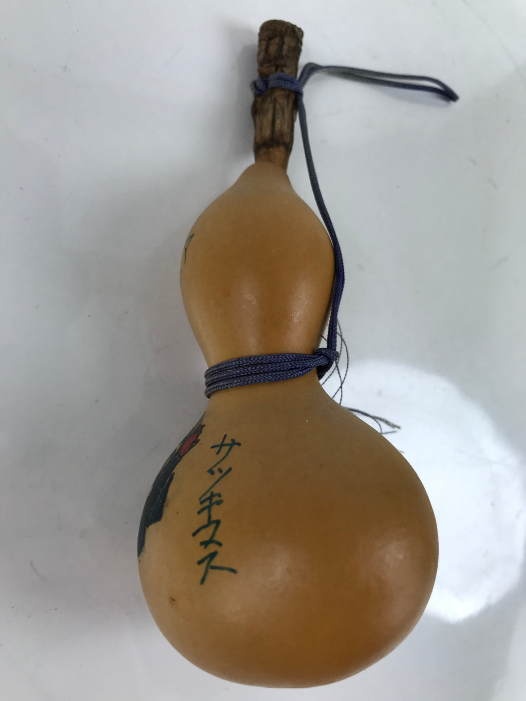 Japanese Natural Hyotan Gourd Illustrated Vtg Aqua Totto Gifu Lucky Charm G279
