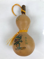 Japanese Natural Hyotan Gourd Illustrated Vtg Aqua Totto Gifu Lucky Charm G280