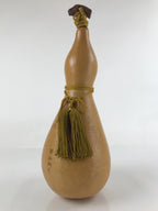 Japanese Natural Hyotan Gourd Vtg Sake Bottle Bishamonten Seven Lucky Gods G265