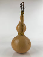 Japanese Natural Hyotan Gourd Vtg Sake Bottle Charm Frog Rabbit Lidded G261