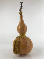 Japanese Natural Hyotan Gourd Vtg Sake Bottle Charm Frog Rabbit Lidded G261