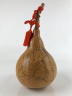 Japanese Natural Hyotan Gourd Vtg Sake Bottle Fukurokuju Seven Lucky Gods G263