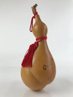 Japanese Natural Hyotan Gourd Vtg Sake Bottle Hotei Seven Lucky Gods Lidded G262