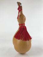 Japanese Natural Hyotan Gourd Vtg Sake Bottle Hotei Seven Lucky Gods Lidded G262