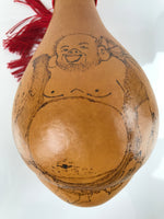 Japanese Natural Hyotan Gourd Vtg Sake Bottle Hotei Seven Lucky Gods Lidded G262