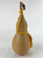 Japanese Natural Hyotan Gourd Vtg Sake Bottle Jurojin Seven Lucky Gods Lid G264