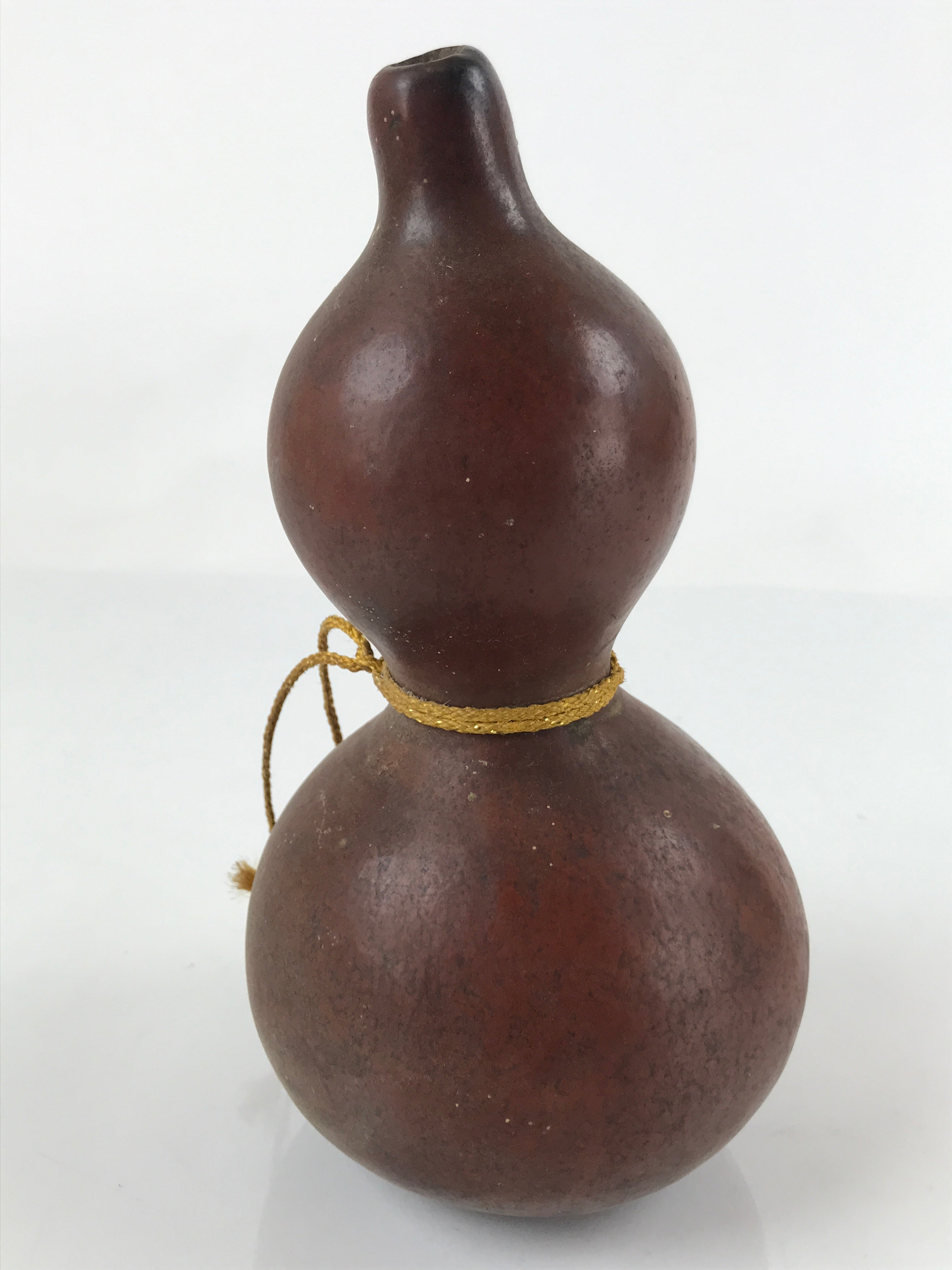 Japanese Natural Hyotan Gourd Vtg Sake Bottle Lucky Charm Calabash Brown G257