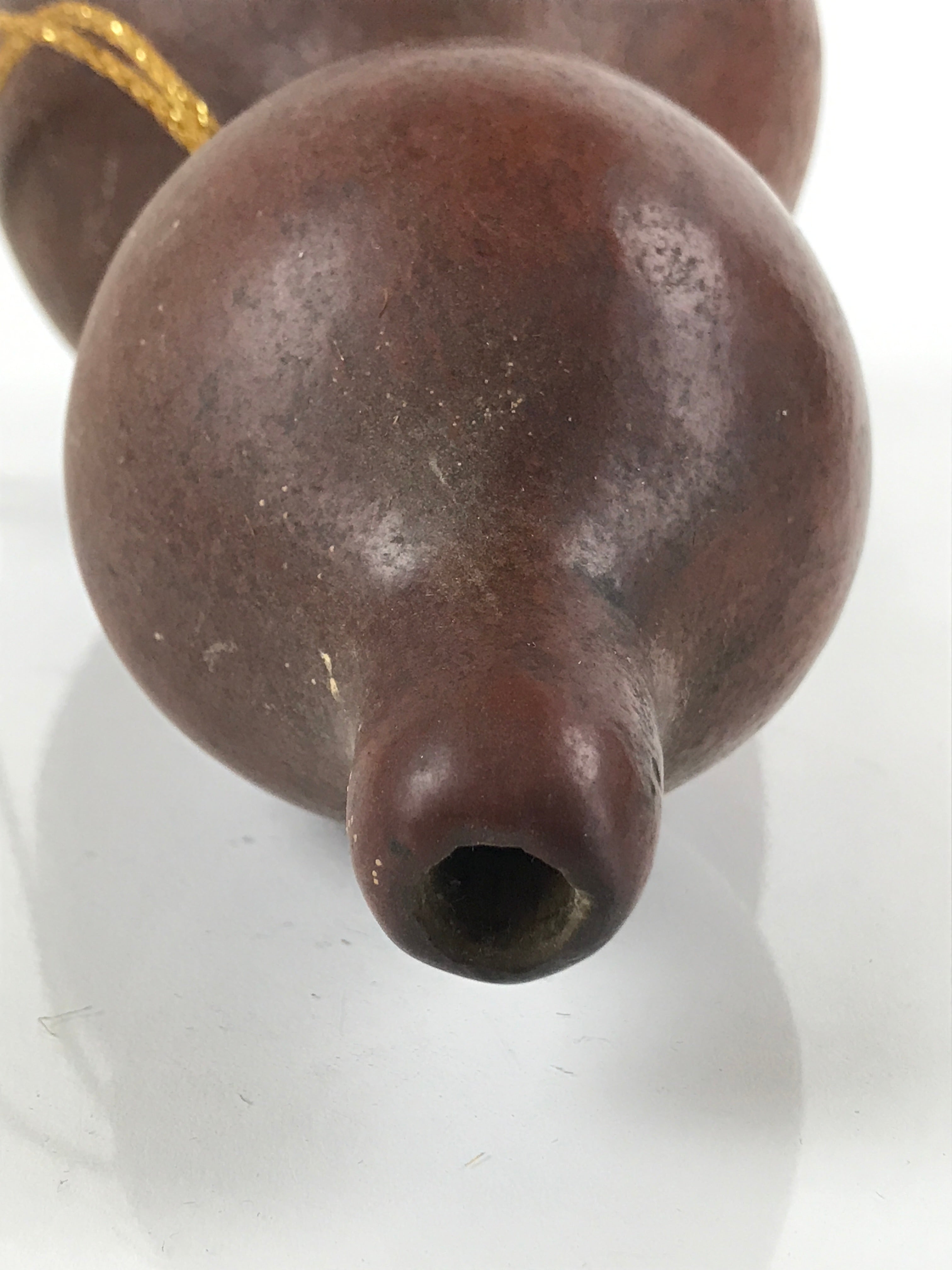 Japanese Natural Hyotan Gourd Vtg Sake Bottle Lucky Charm Calabash Brown G257