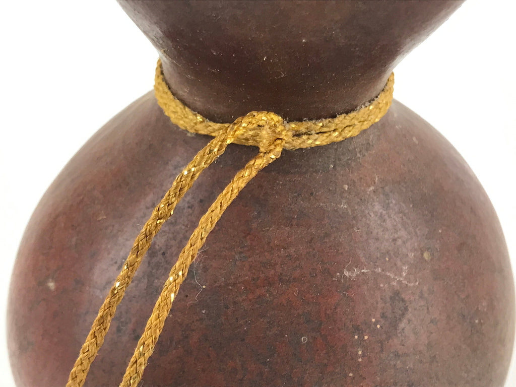 Japanese Natural Hyotan Gourd Vtg Sake Bottle Lucky Charm Calabash Brown G257