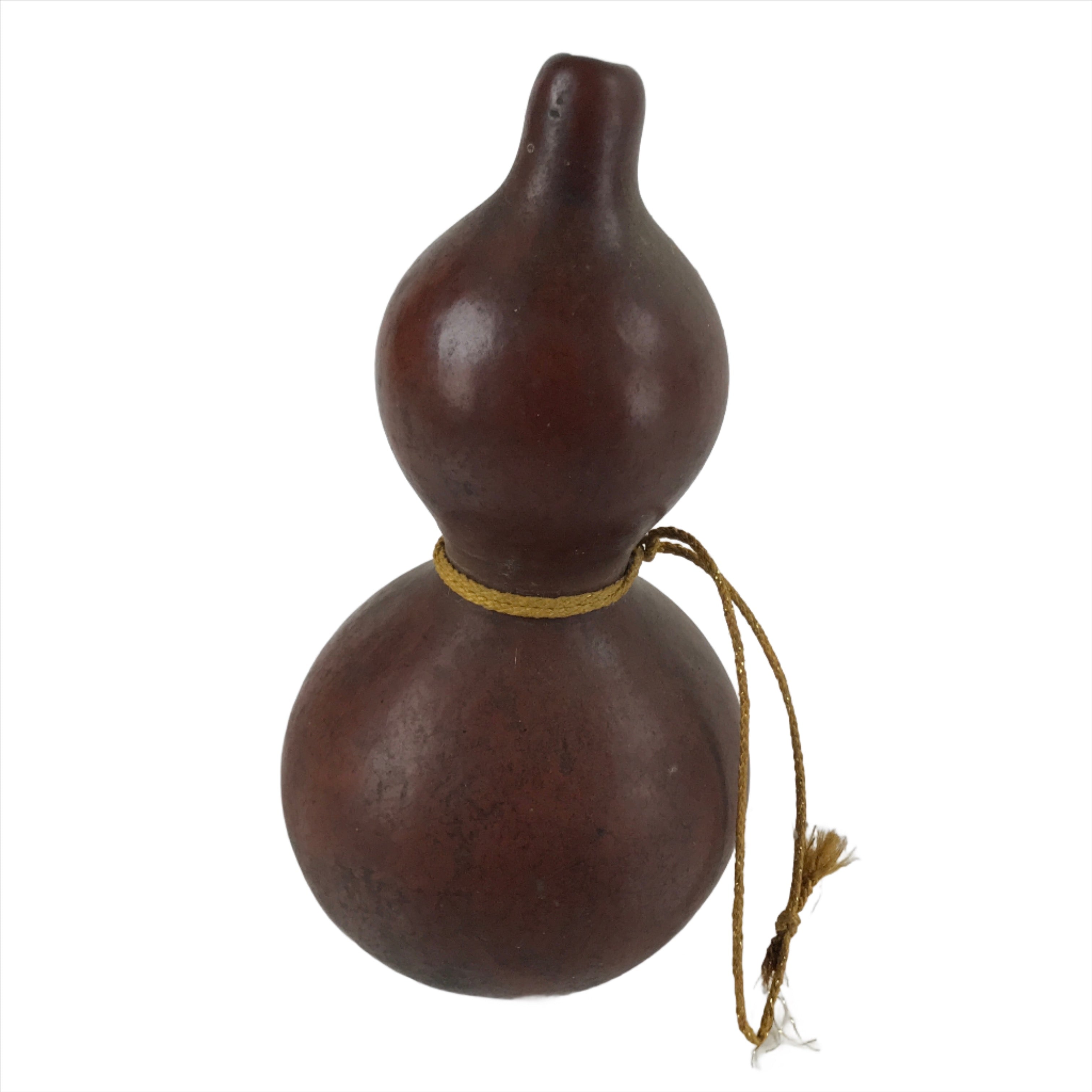 Japanese Natural Hyotan Gourd Vtg Sake Bottle Lucky Charm Calabash Brown G257