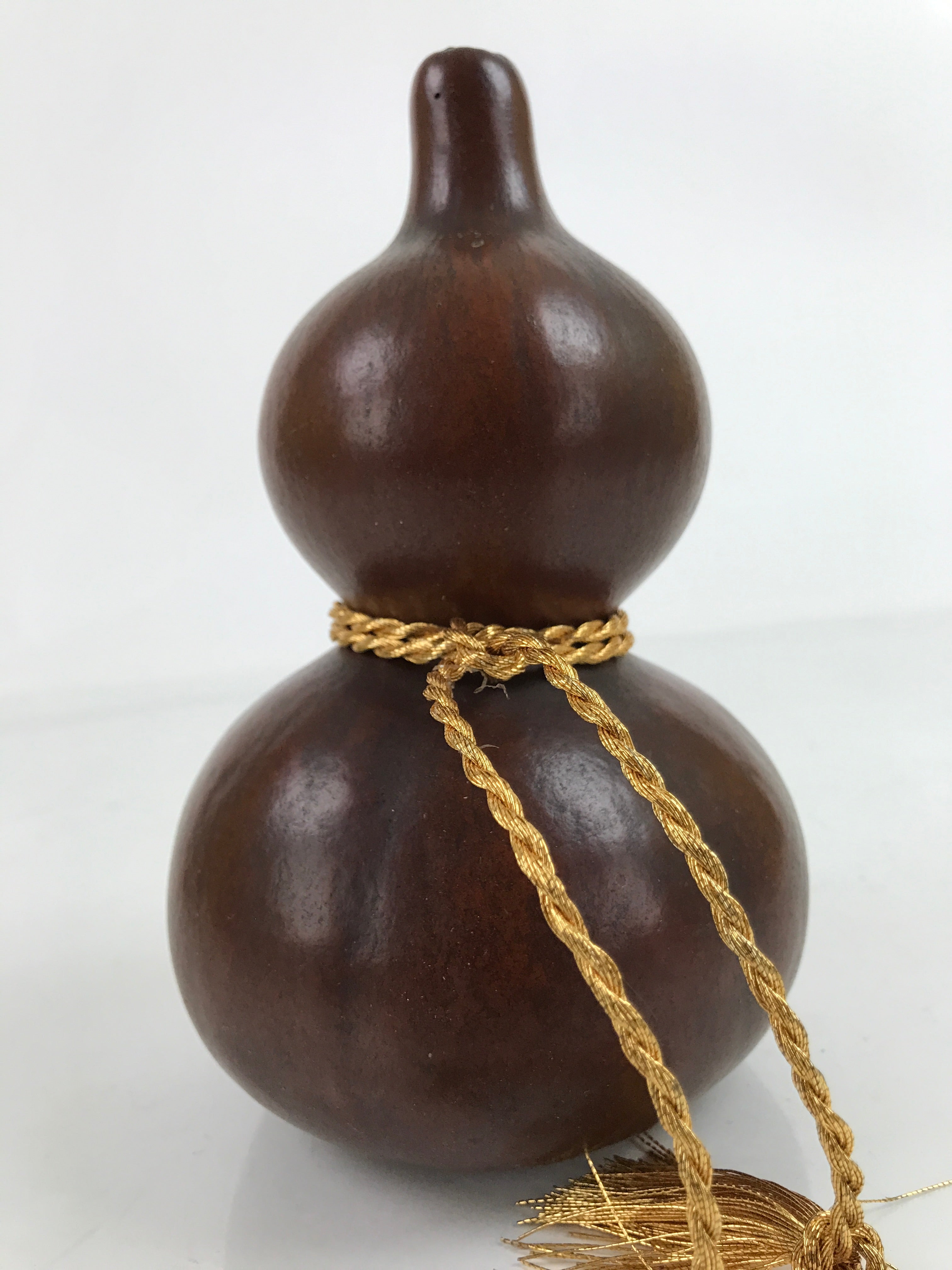 Japanese Natural Hyotan Gourd Vtg Sake Bottle Lucky Charm Calabash Gold G270