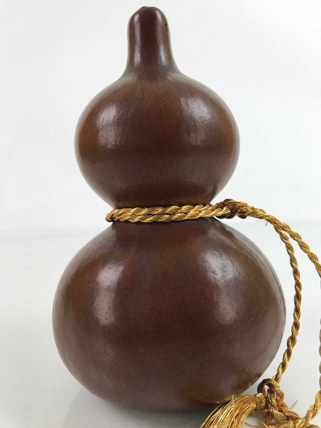 Japanese Natural Hyotan Gourd Vtg Sake Bottle Lucky Charm Calabash Gold G270