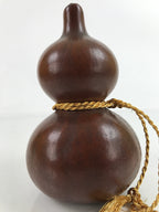 Japanese Natural Hyotan Gourd Vtg Sake Bottle Lucky Charm Calabash Gold G270